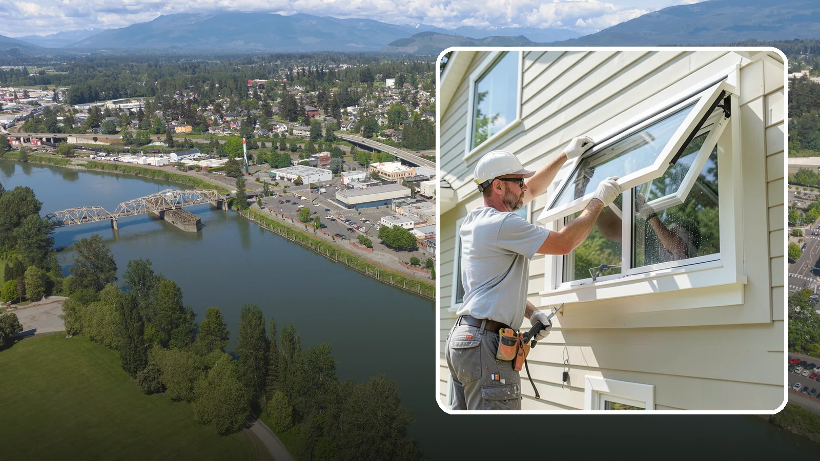 Awning Window Installation in Mount Vernon, Skagit County, WA - Installing top-hinged awning windows that let you ventilate even during a light Pacific Northwest drizzle.
