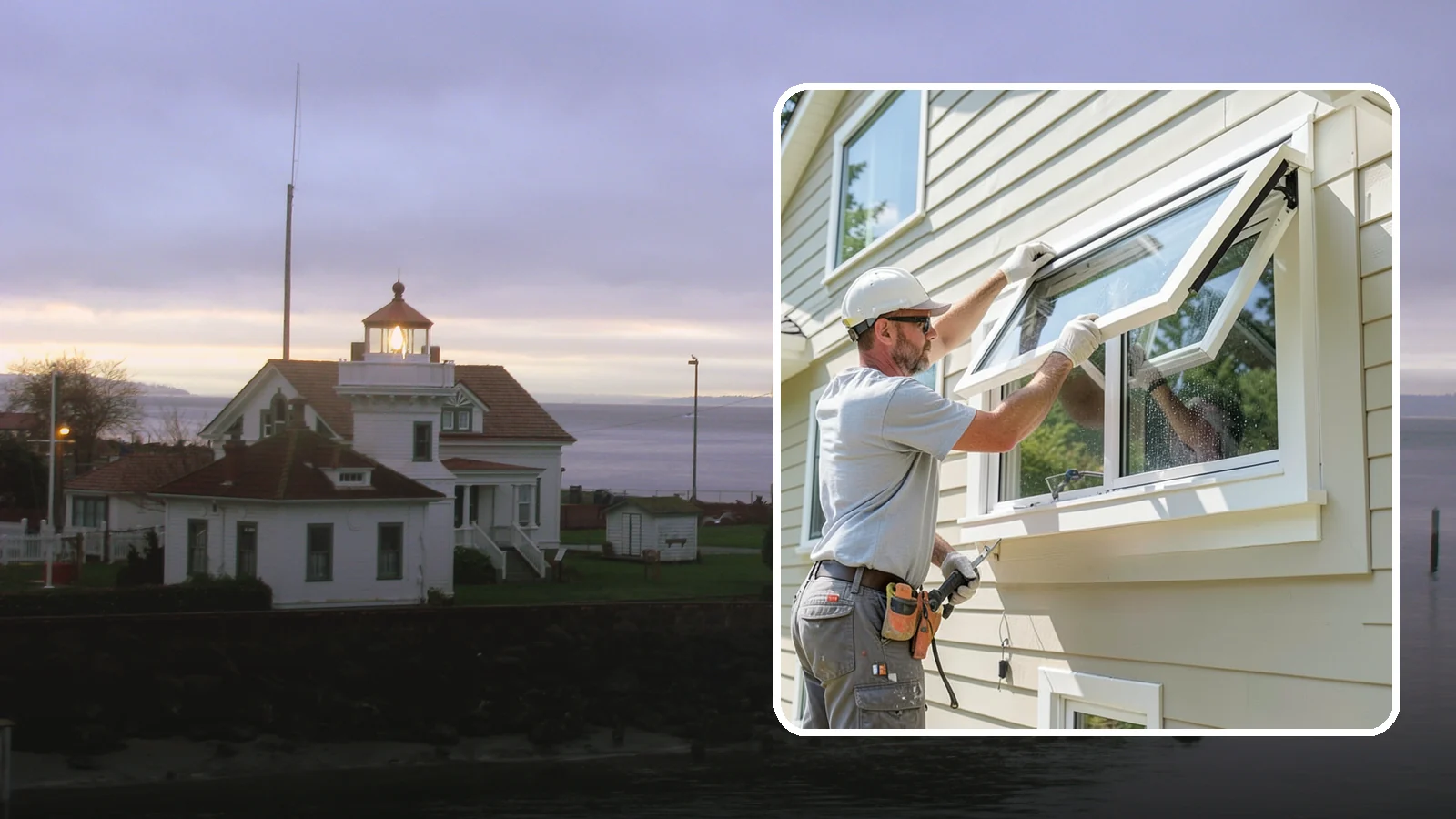Awning Window Installation in Mukilteo, Snohomish County, WA - Installing top-hinged awning windows that let you ventilate even during a light Pacific Northwest drizzle.