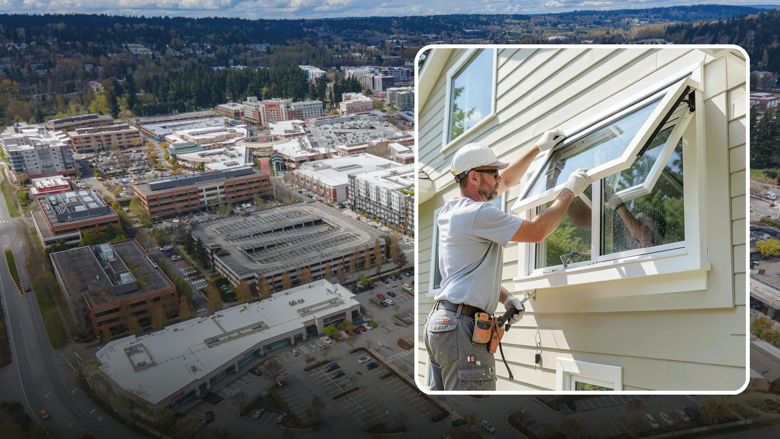Awning Window Installation in Redmond, King County, WA - Installing top-hinged awning windows that let you ventilate even during a light Pacific Northwest drizzle.