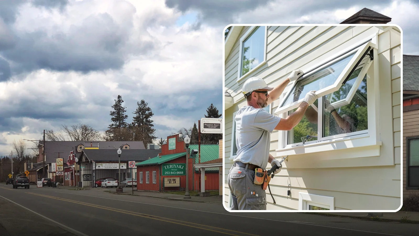 Awning Window Installation in Roy, Pierce County, WA - Installing top-hinged awning windows that let you ventilate even during a light Pacific Northwest drizzle.