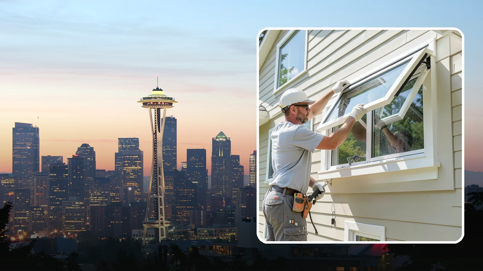 Awning Window Installation in Seattle, King County, WA - Installing top-hinged awning windows that let you ventilate even during a light Pacific Northwest drizzle.