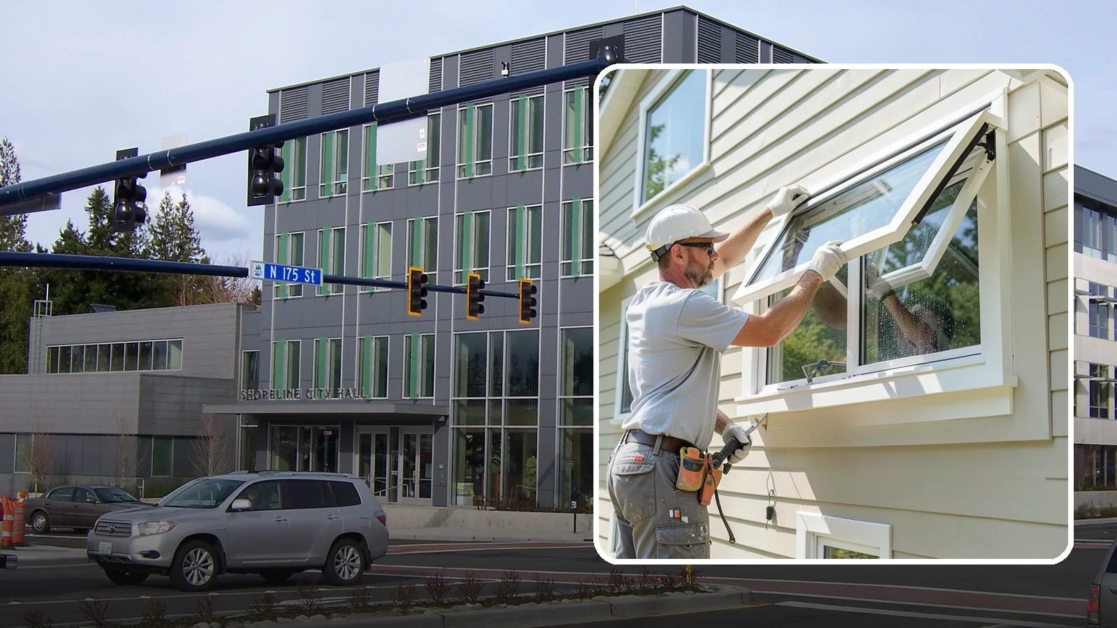 Awning Window Installation in Shoreline, King County, WA - Installing top-hinged awning windows that let you ventilate even during a light Pacific Northwest drizzle.
