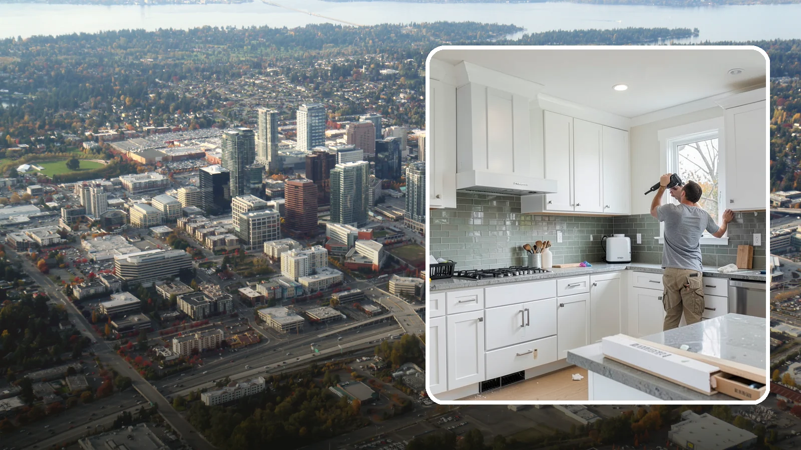Backsplash Installation in Bellevue, King County, WA - Installing a tile or slab backsplash that protects your walls and adds a finished design accent.