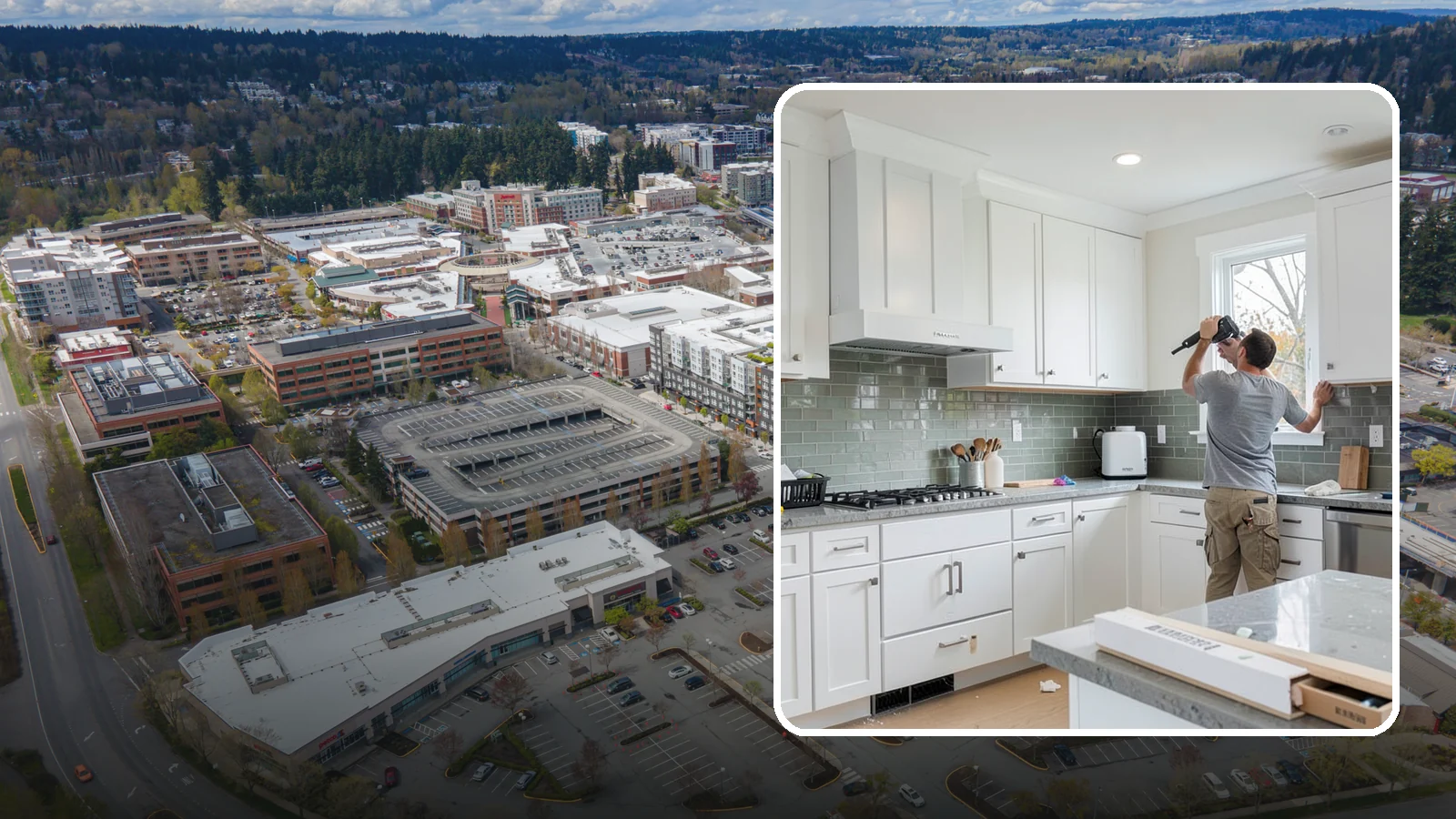 Backsplash Installation in Redmond, King County, WA - Installing a tile or slab backsplash that protects your walls and adds a finished design accent.