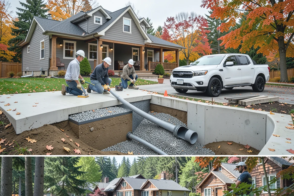 Backyard Cottage Construction in Edgewood, Pierce County, WA - Cottage foundations and exterior shells are best built during the drier season to keep the structure protected during...