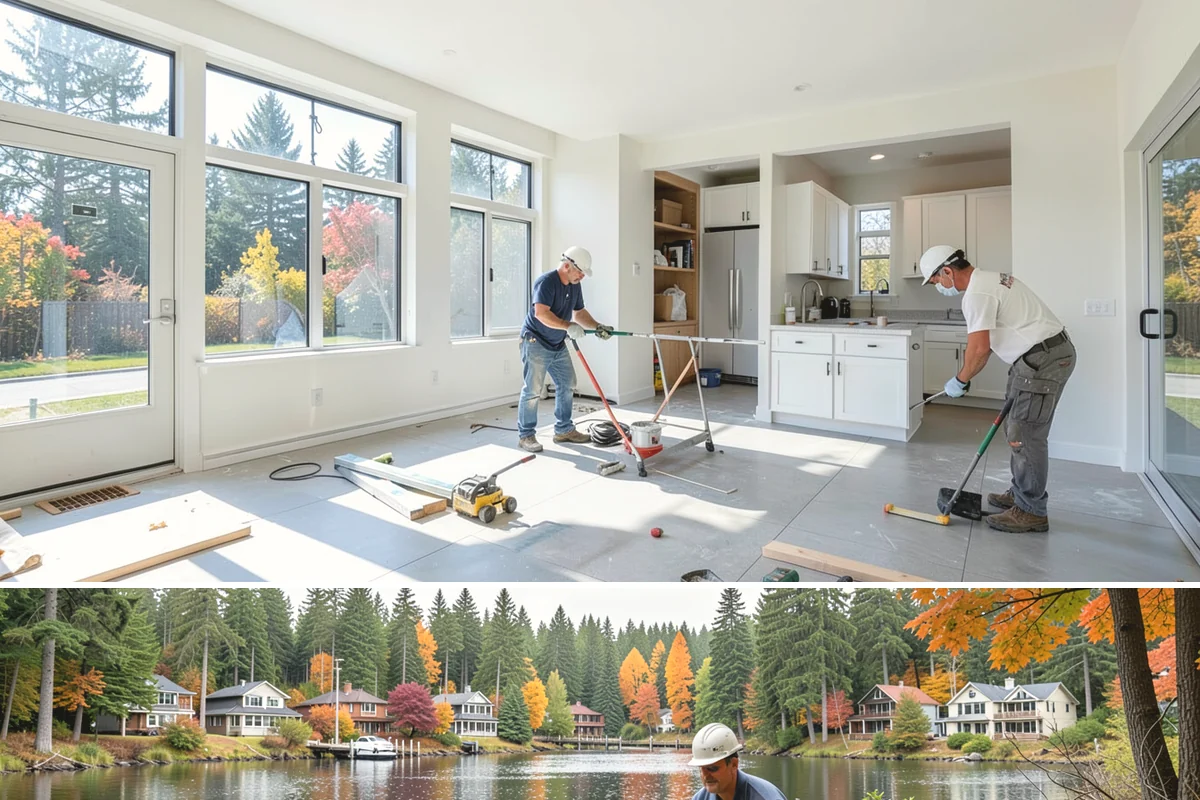 Backyard Cottage Construction in La Conner, Skagit County, WA - Cottage foundations and exterior shells are best built during the drier season to keep the structure protected during...
