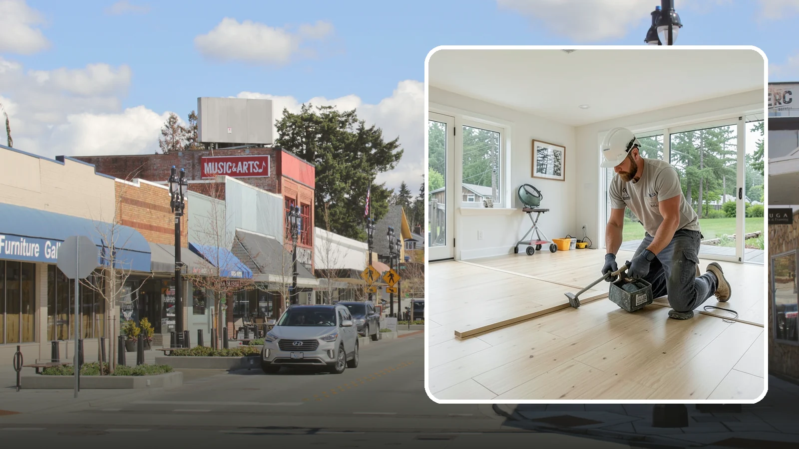 Bamboo Flooring Installation in Bothell, King County, WA - Eco-friendly bamboo flooring installation that combines rapid-renewable sustainability with hard-wearing durability.