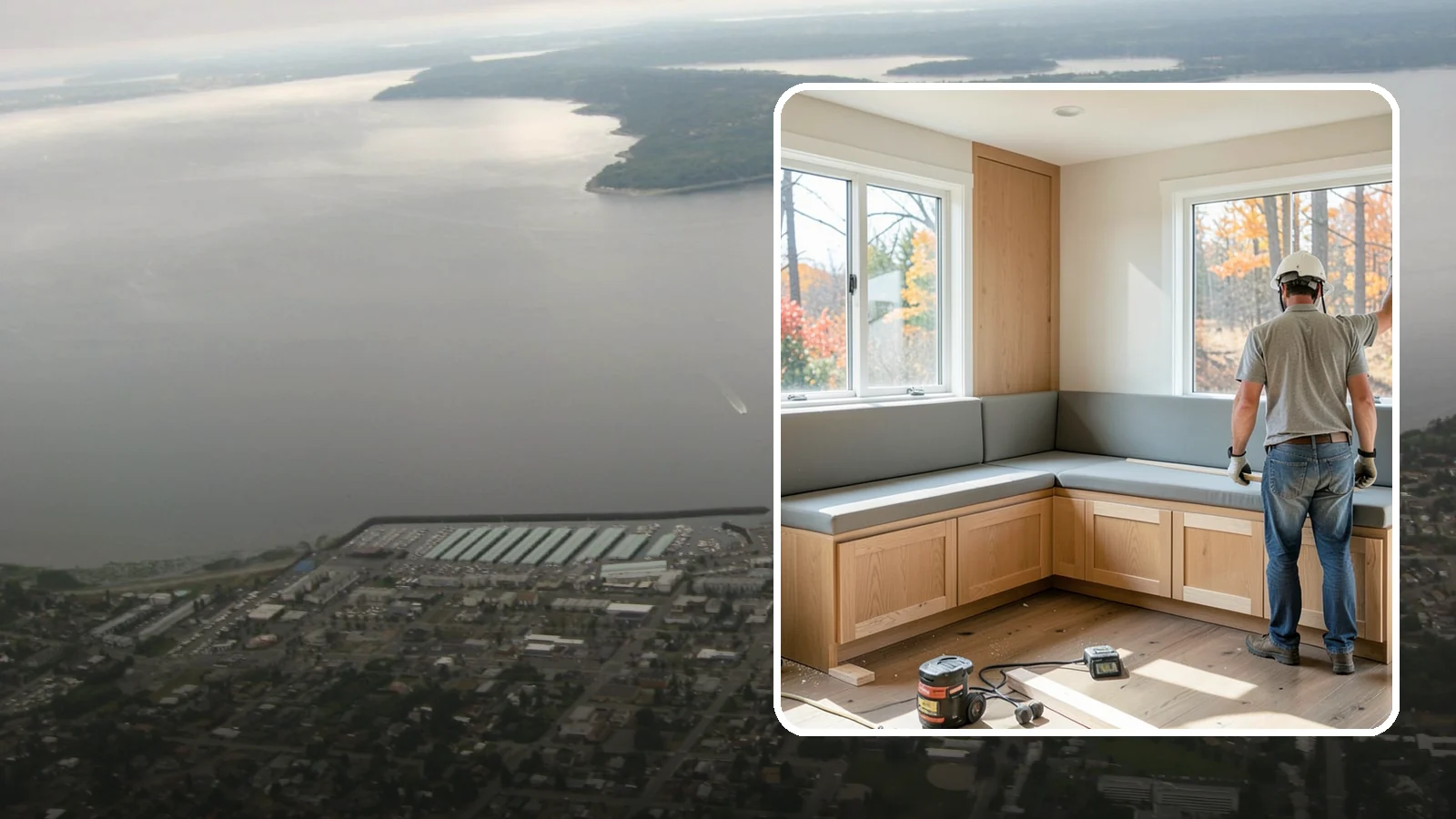 Banquette Construction in Des Moines, King County, WA - A built-in banquette that turns a corner or nook into comfortable, space-saving dining seating.