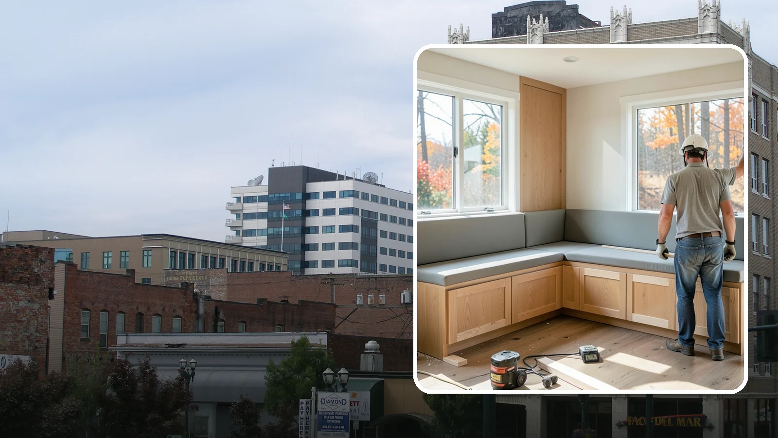 Banquette Construction in Everett, Snohomish County, WA - A built-in banquette that turns a corner or nook into comfortable, space-saving dining seating.