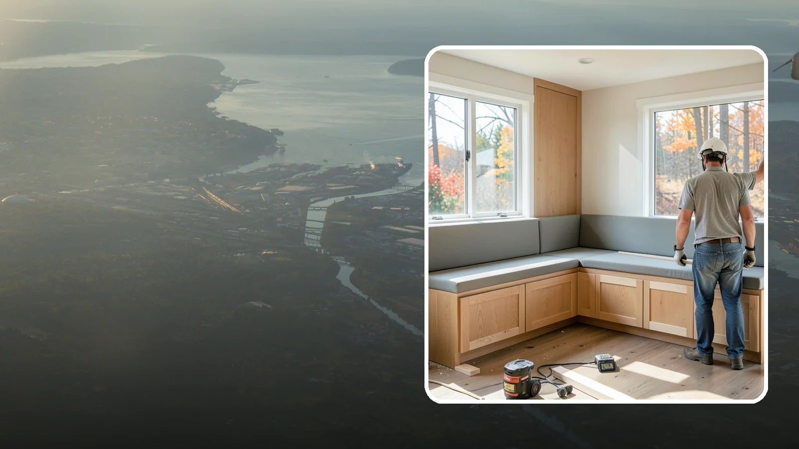 Banquette Construction in Fife, Pierce County, WA - A built-in banquette that turns a corner or nook into comfortable, space-saving dining seating.