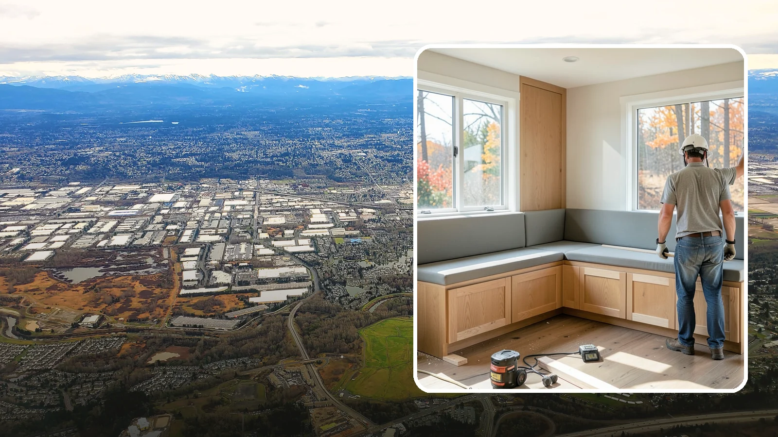Banquette Construction in Kent, King County, WA - A built-in banquette that turns a corner or nook into comfortable, space-saving dining seating.
