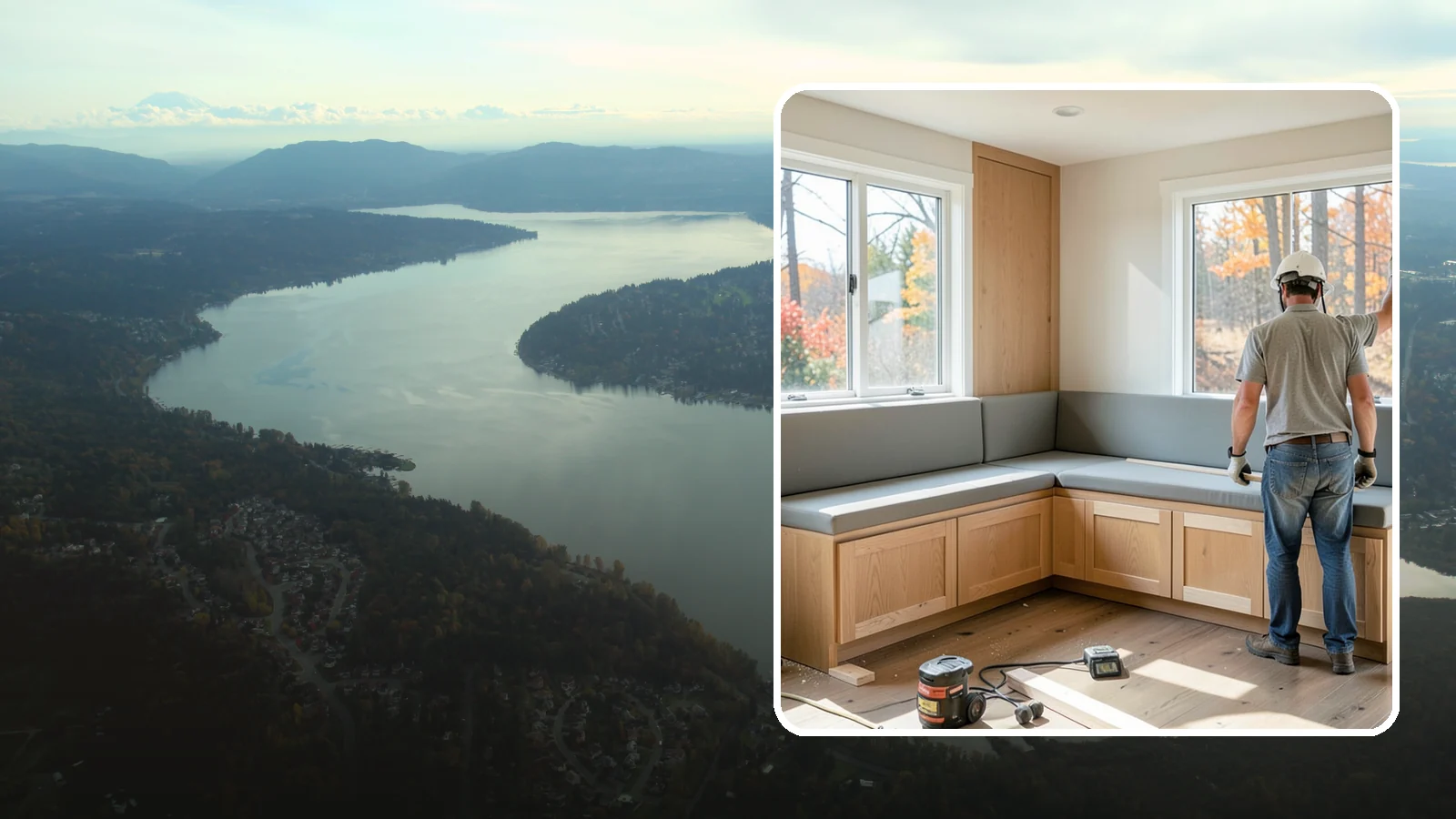 Banquette Construction in Sammamish, King County, WA - A built-in banquette that turns a corner or nook into comfortable, space-saving dining seating.