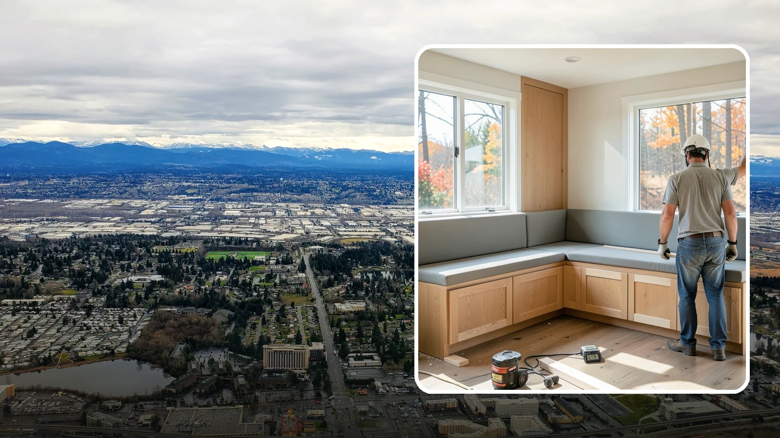 Banquette Construction in SeaTac, King County, WA - A built-in banquette that turns a corner or nook into comfortable, space-saving dining seating.