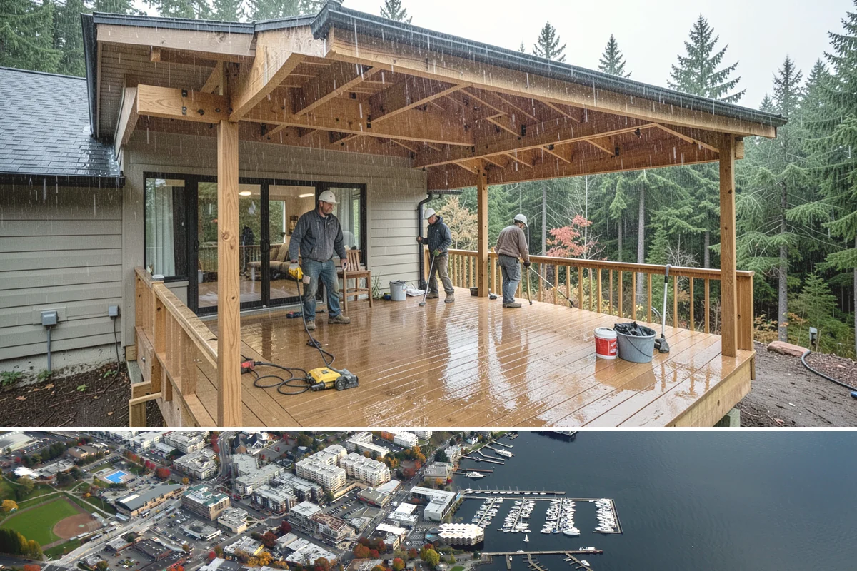 Barn Construction in Kirkland, King County, WA - We raise the structure during the dry summer months to close it in before the fall rains begin.