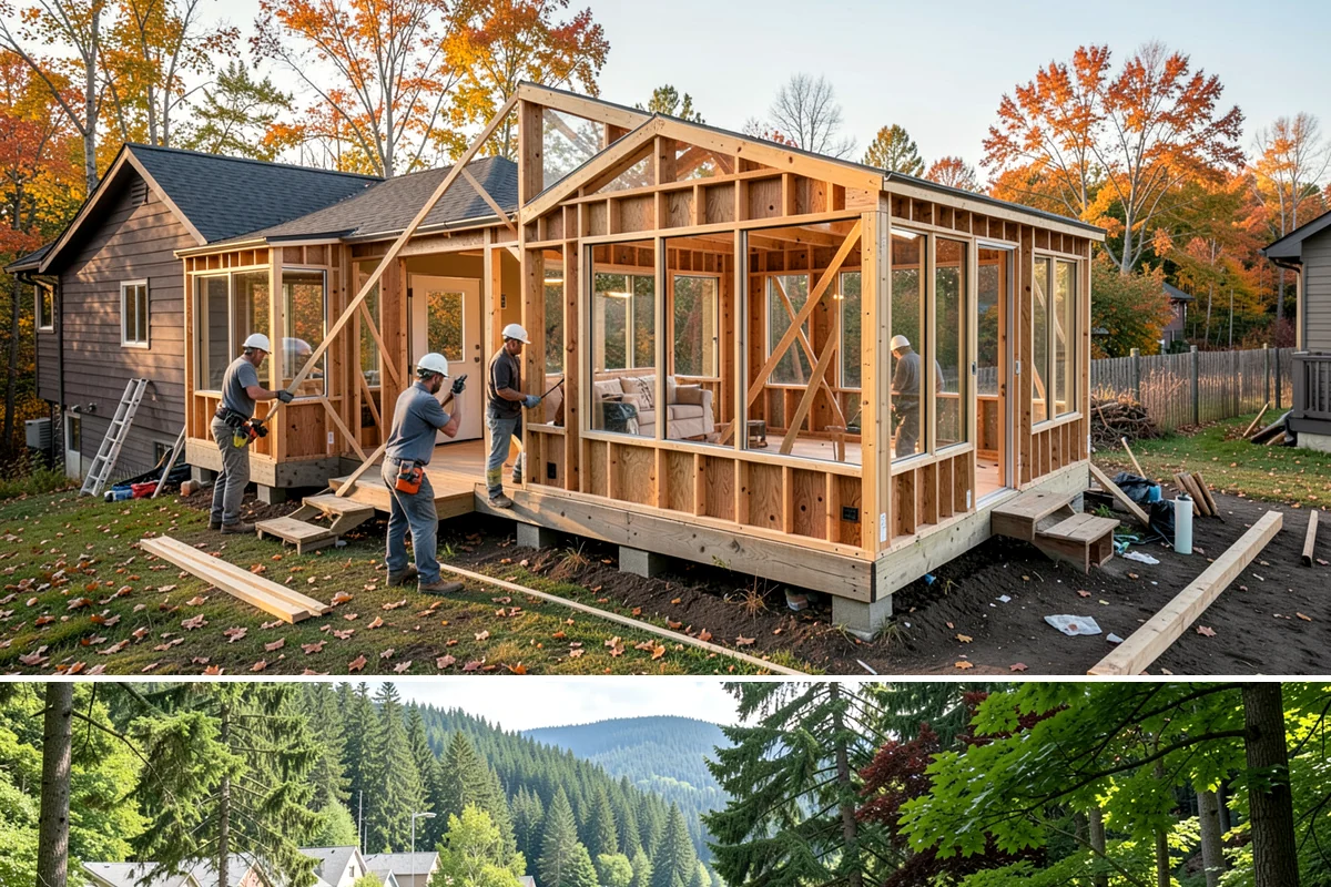 Barn Construction in Lake Forest Park, King County, WA - We raise the structure during the dry summer months to close it in before the fall rains begin.