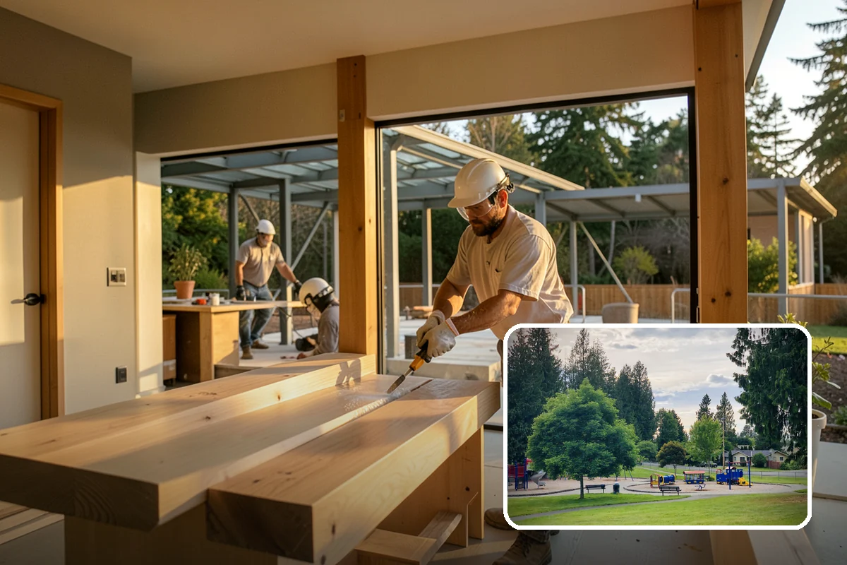 Barndominium Construction in Bonney Lake, Pierce County, WA - Wide clear spans for flexible living and work areas