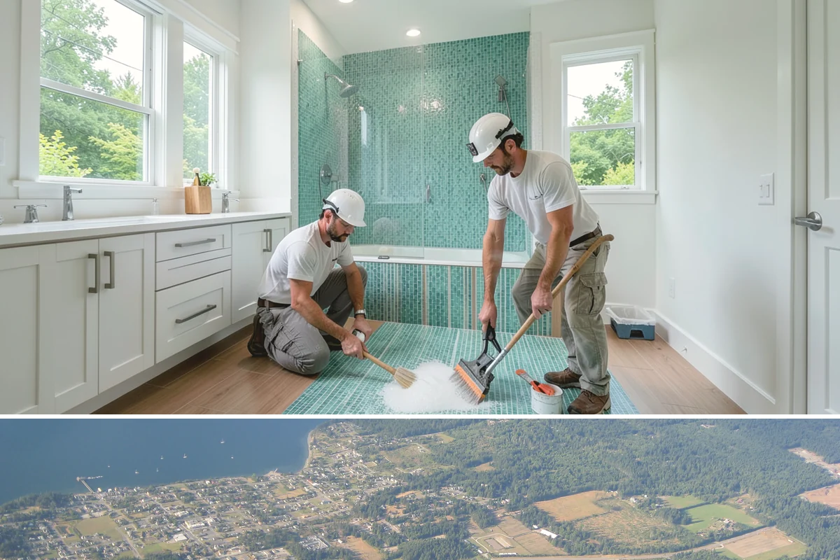 Barndominium Construction in Coupeville, Island County, WA - Erecting the shell during a dry summer stretch lets us close it in fast and finish the interior through the wet season.