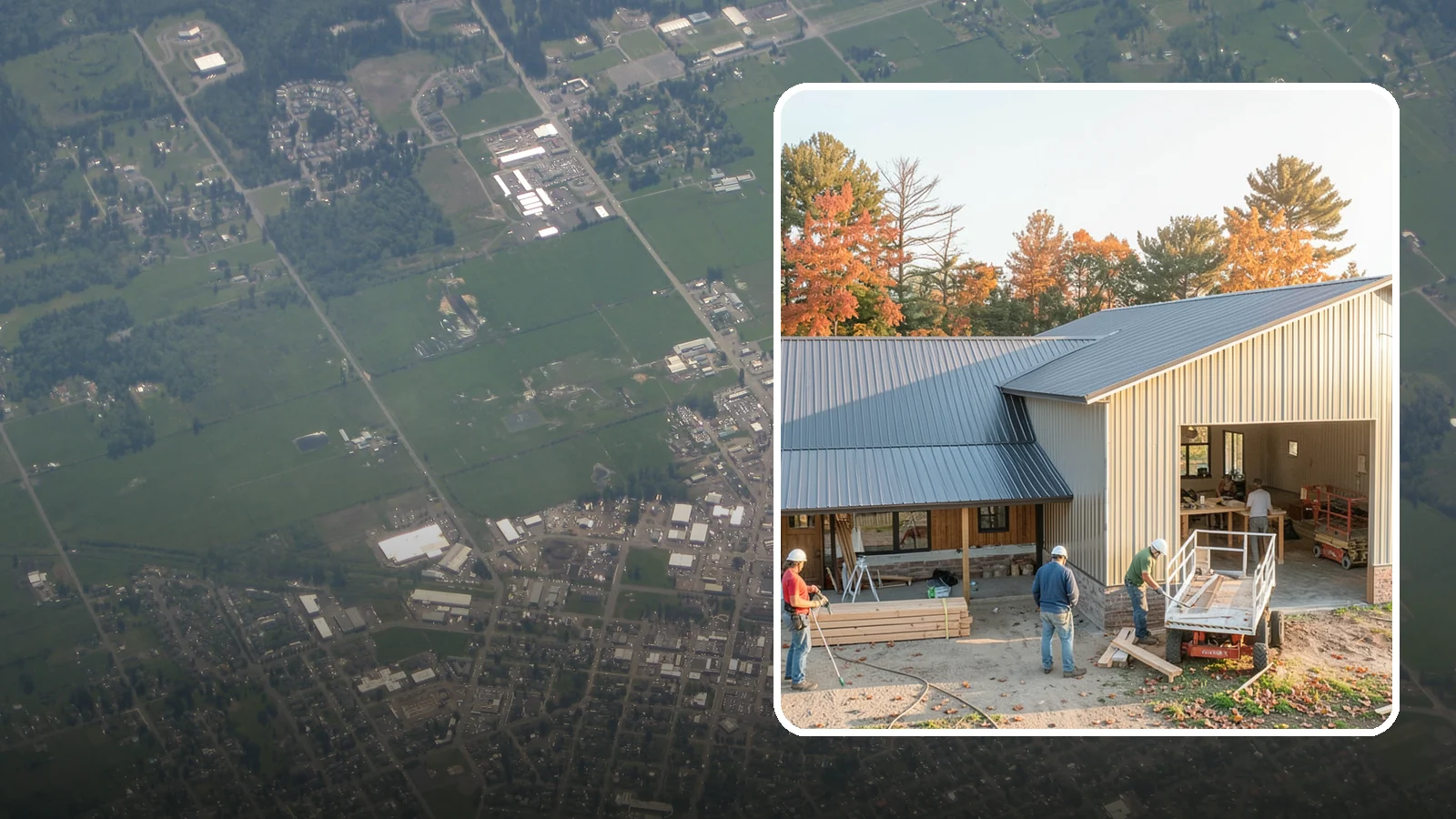 Barndominium Construction in Enumclaw, King County, WA - A barn-style metal or post-frame shell finished as a comfortable, modern living space.