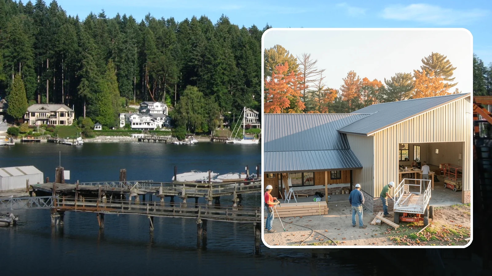Barndominium Construction in Gig Harbor, Pierce County, WA - A barn-style metal or post-frame shell finished as a comfortable, modern living space.