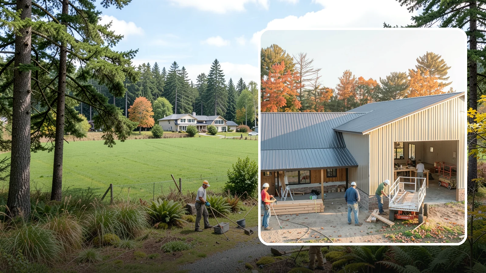 Barndominium Construction in Lyman, Skagit County, WA - A barn-style metal or post-frame shell finished as a comfortable, modern living space.