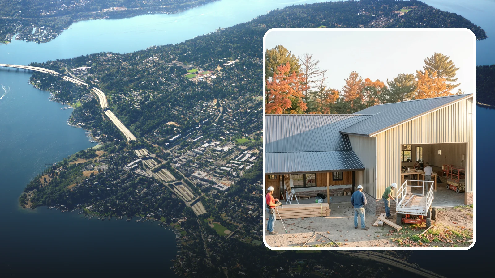 Barndominium Construction in Mercer Island, King County, WA - A barn-style metal or post-frame shell finished as a comfortable, modern living space.