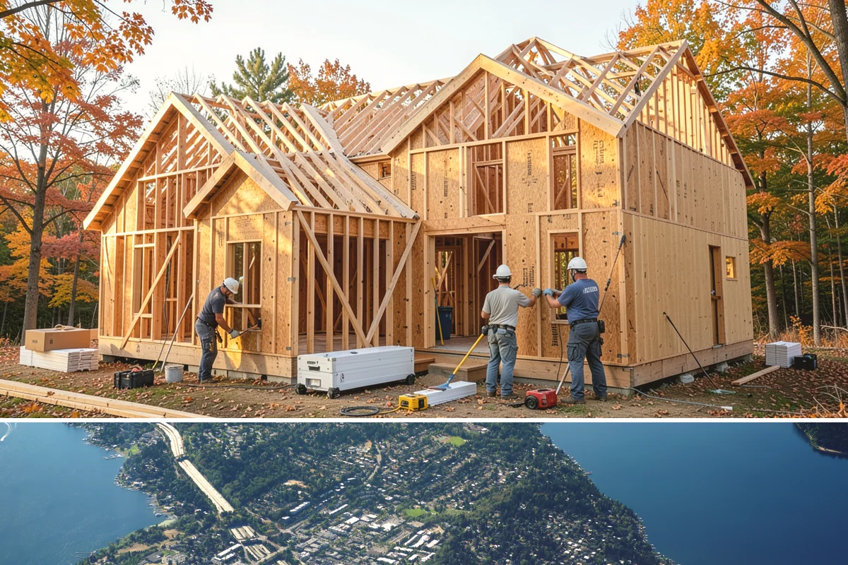 Barndominium Construction in Mercer Island, King County, WA - Erecting the shell during a dry summer stretch lets us close it in fast and finish the interior through the wet season.