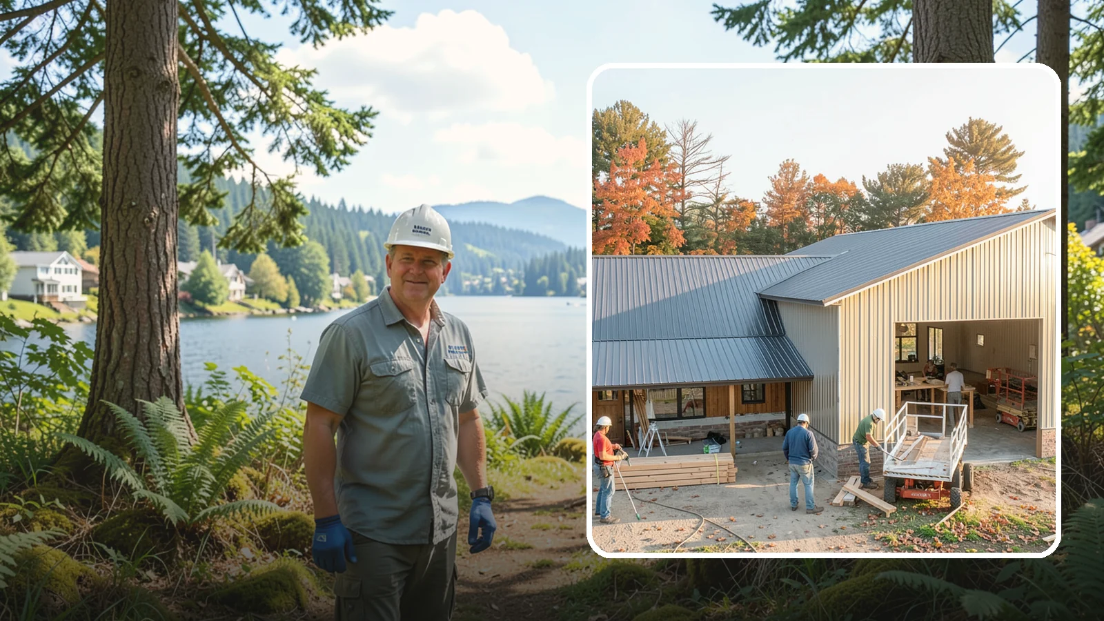 Barndominium Construction in Milton, King County, WA - A barn-style metal or post-frame shell finished as a comfortable, modern living space.