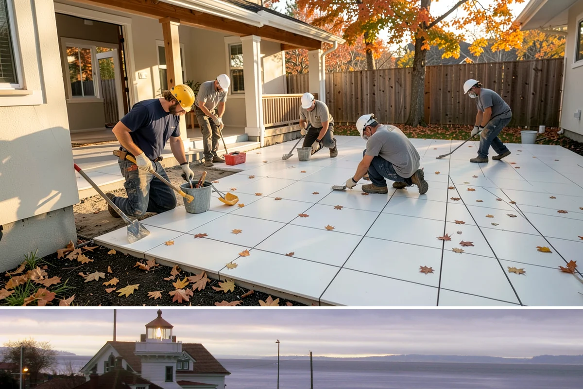 Barndominium Construction in Mukilteo, Snohomish County, WA - Erecting the shell during a dry summer stretch lets us close it in fast and finish the interior through the wet season.