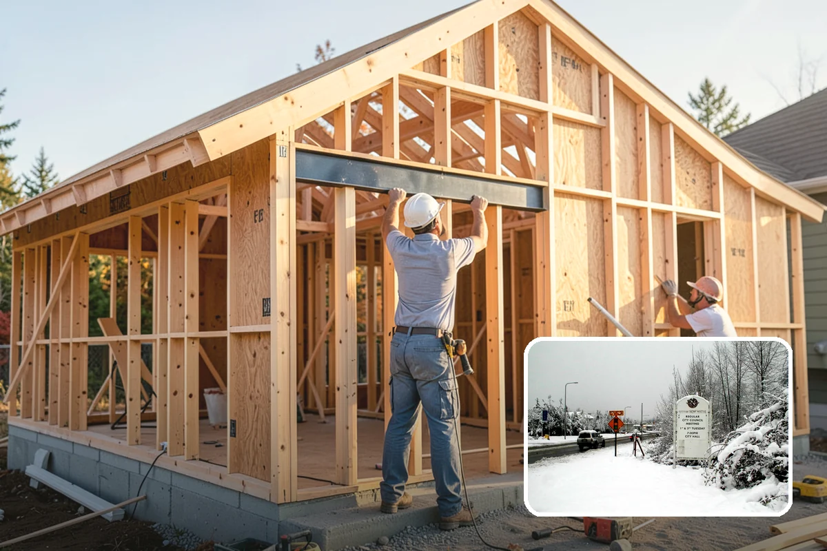 Barndominium Construction in Newcastle, King County, WA - Wide clear spans for flexible living and work areas