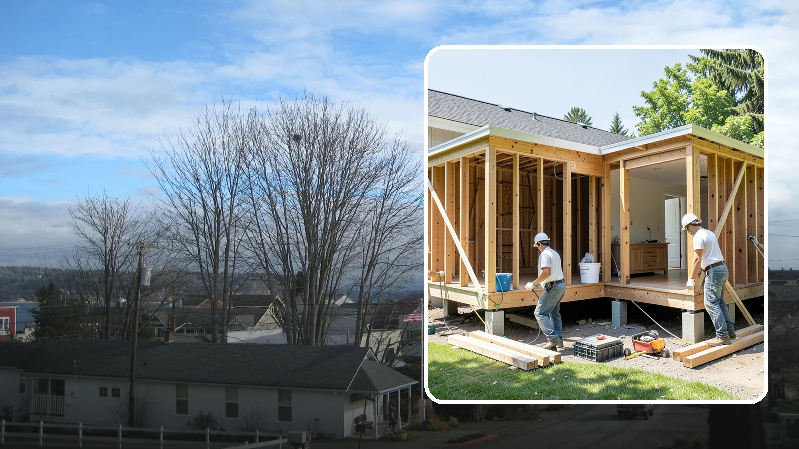 Basement ADU Conversion in Langley, Island County, WA - Basement ADU conversion that turns unused lower-level space into a legal apartment in your Western Washington home.