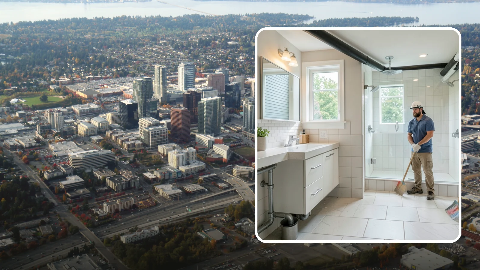 Basement Bathroom in Bellevue, King County, WA - A basement bathroom adds a full or half bath below grade, including any needed drainage solutions.