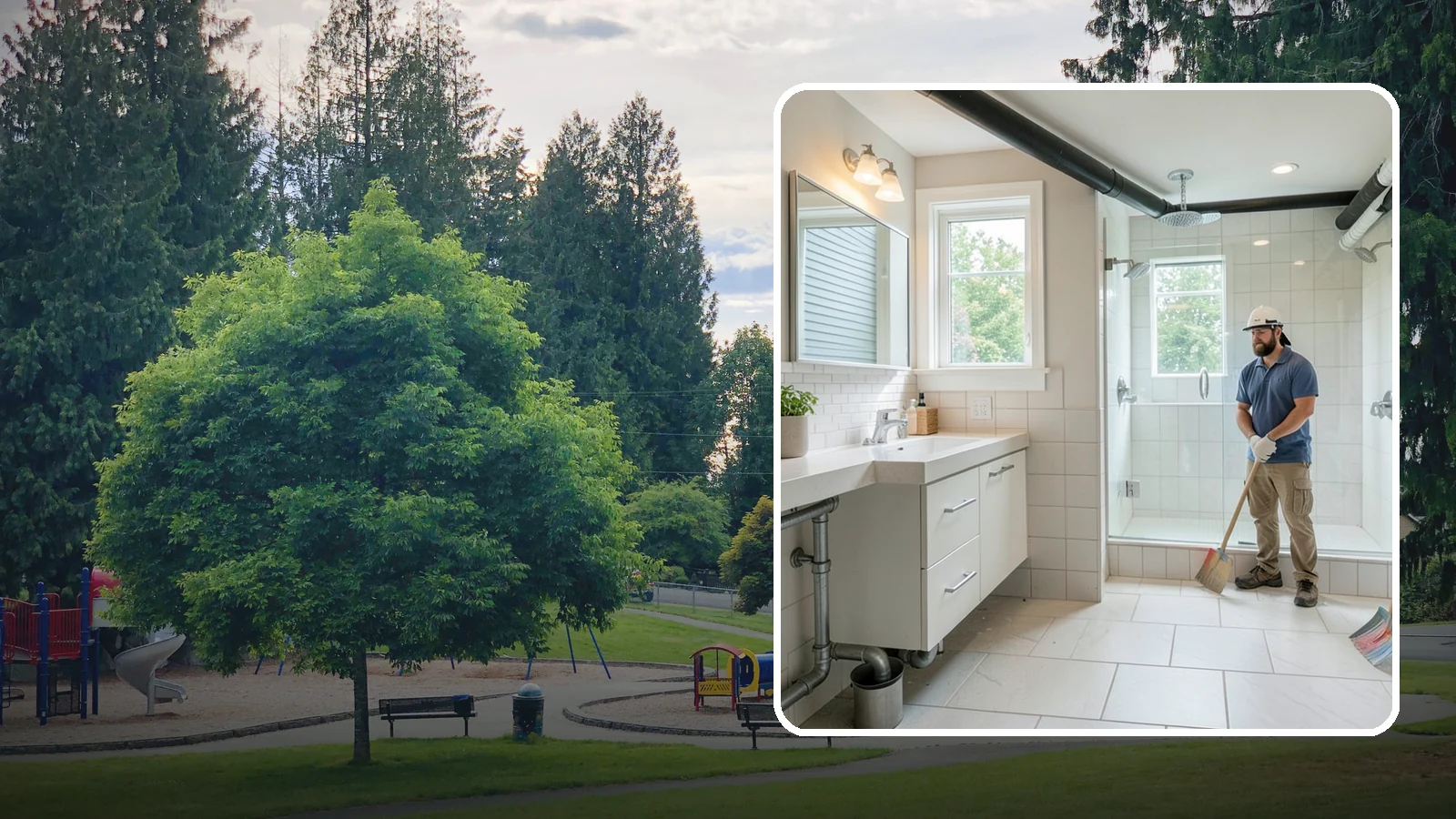 Basement Bathroom in Bonney Lake, Pierce County, WA - A basement bathroom adds a full or half bath below grade, including any needed drainage solutions.