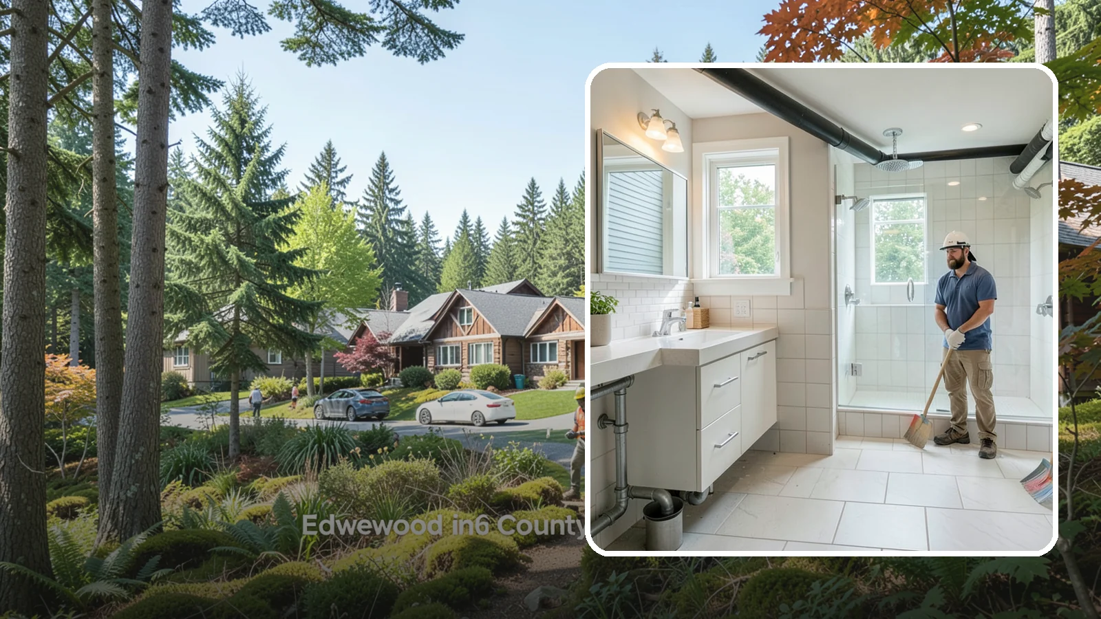 Basement Bathroom in Edgewood, Pierce County, WA - A basement bathroom adds a full or half bath below grade, including any needed drainage solutions.