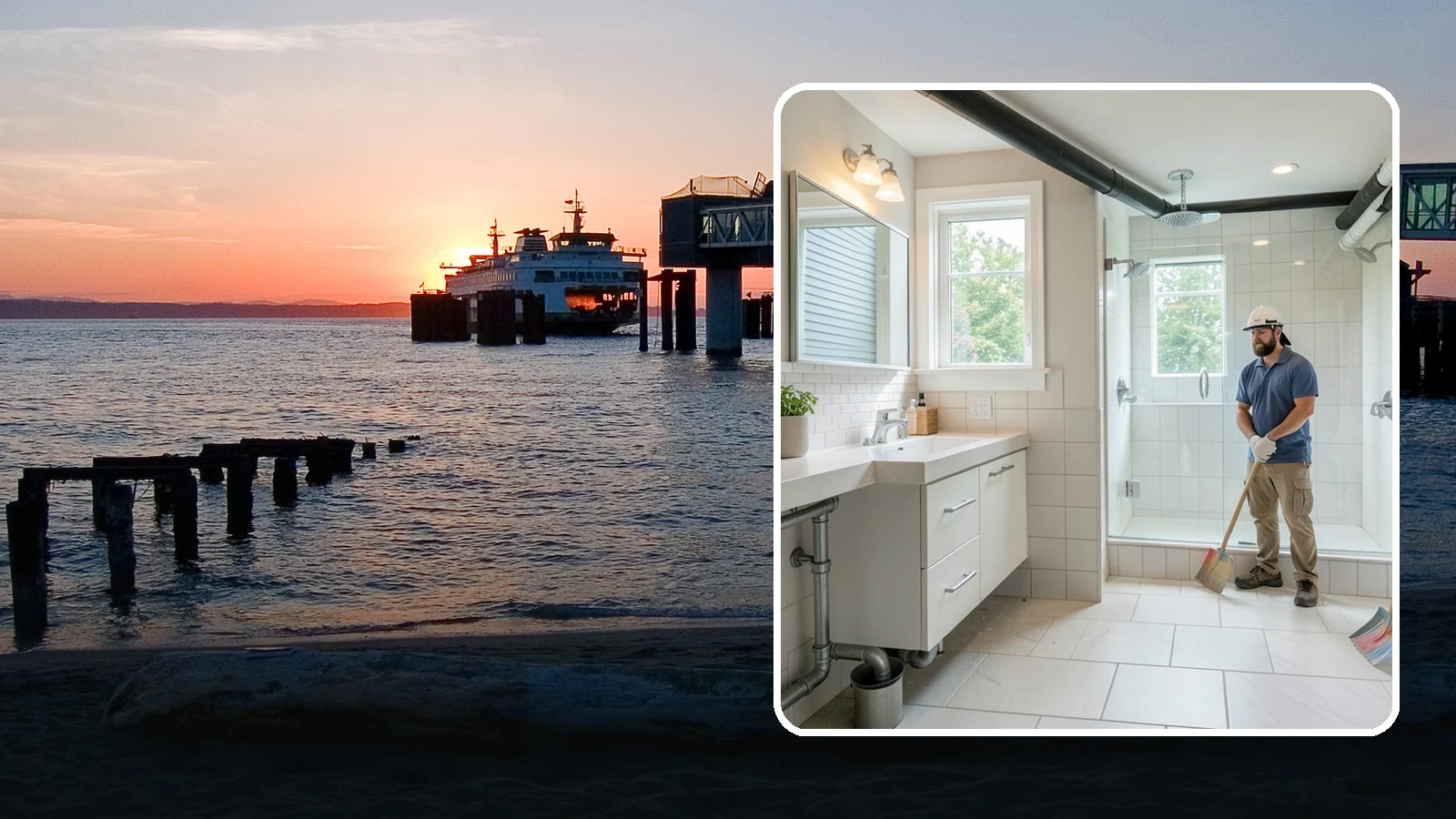 Basement Bathroom in Edmonds, Snohomish County, WA - A basement bathroom adds a full or half bath below grade, including any needed drainage solutions.
