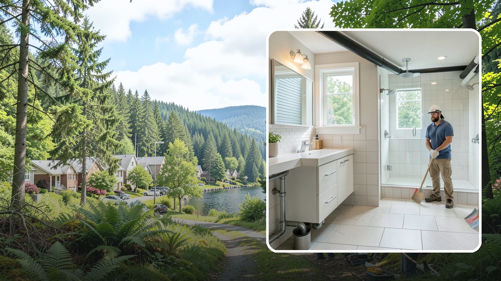 Basement Bathroom in Lake Forest Park, King County, WA - A basement bathroom adds a full or half bath below grade, including any needed drainage solutions.