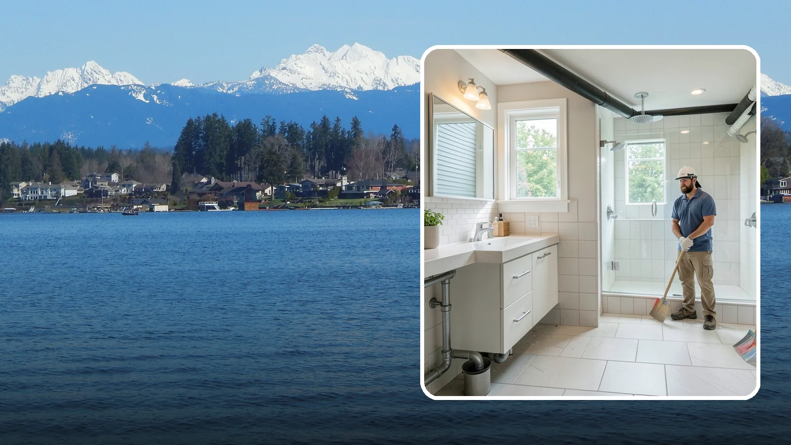 Basement Bathroom in Lake Stevens, Snohomish County, WA - A basement bathroom adds a full or half bath below grade, including any needed drainage solutions.