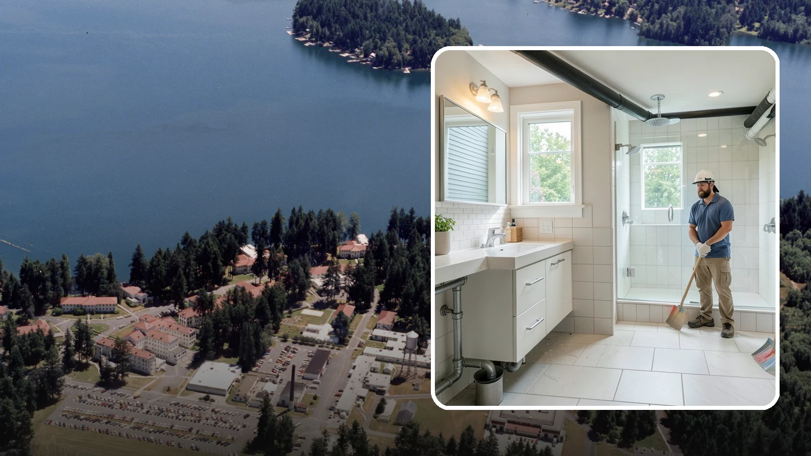Basement Bathroom in Lakewood, Pierce County, WA - A basement bathroom adds a full or half bath below grade, including any needed drainage solutions.