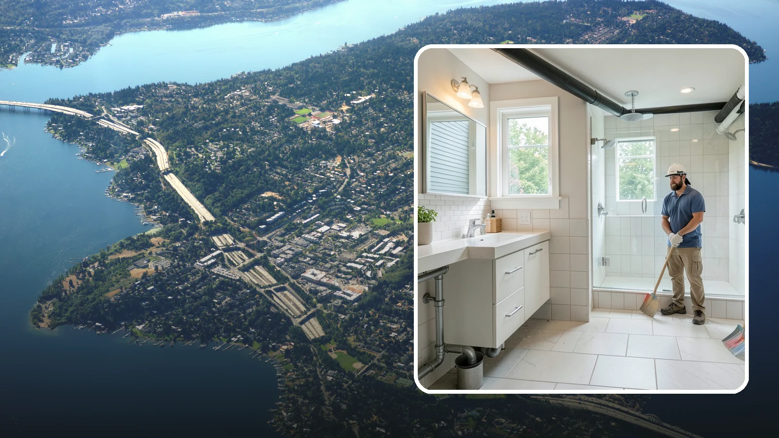 Basement Bathroom in Mercer Island, King County, WA - A basement bathroom adds a full or half bath below grade, including any needed drainage solutions.
