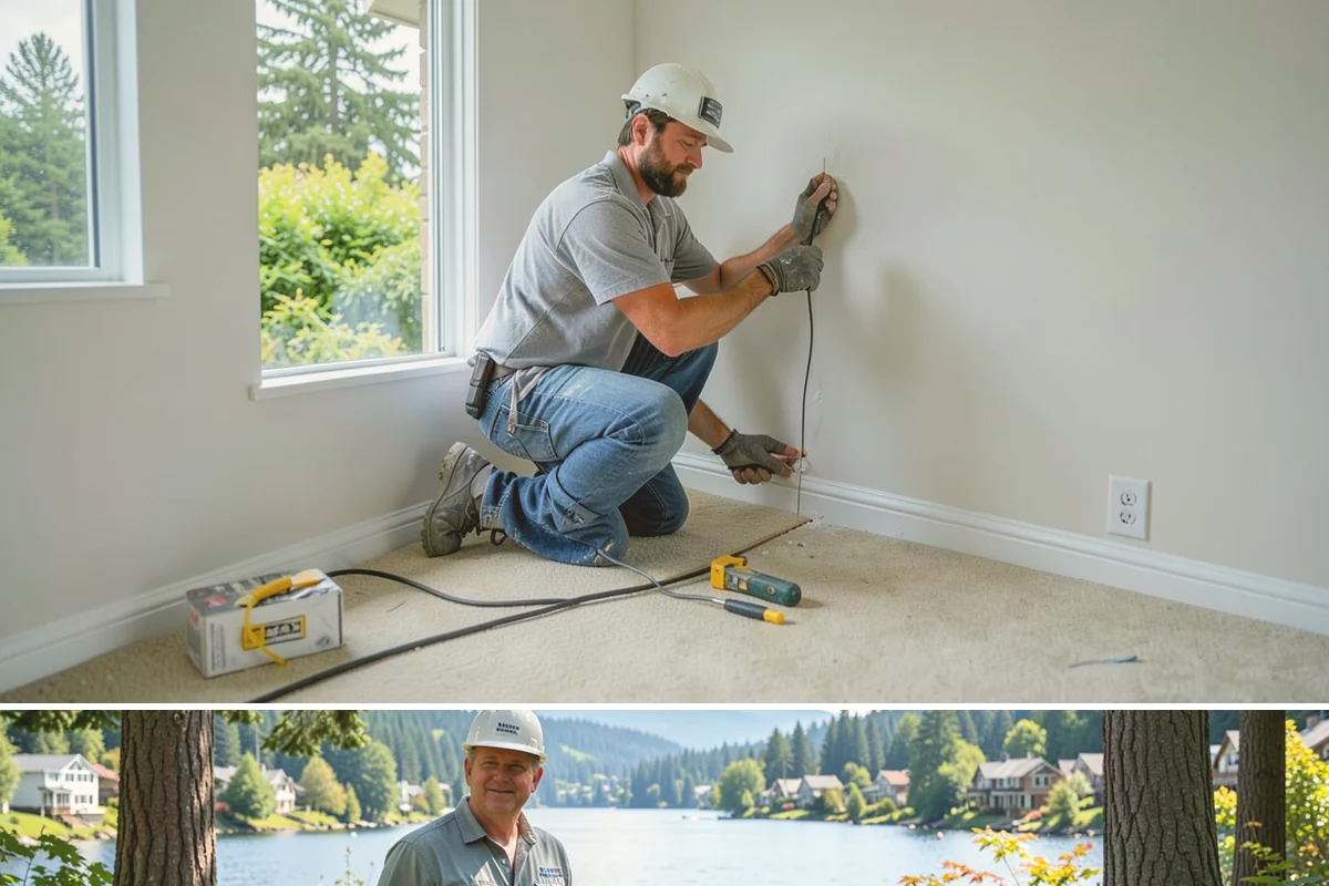 Basement Bathroom in Milton, King County, WA - This interior plumbing work proceeds comfortably in any season, including the wet winter months.