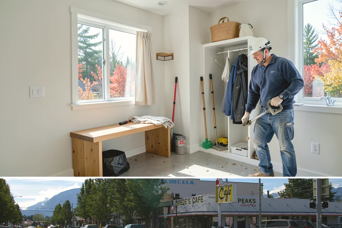 Basement Bathroom in North Bend, King County, WA - This interior plumbing work proceeds comfortably in any season, including the wet winter months.