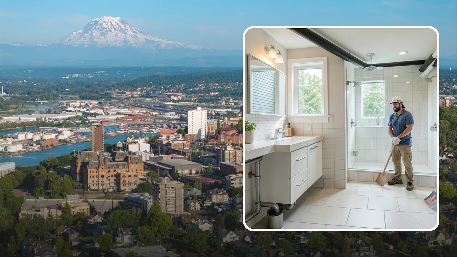Basement Bathroom in Tacoma, Pierce County, WA - A basement bathroom adds a full or half bath below grade, including any needed drainage solutions.
