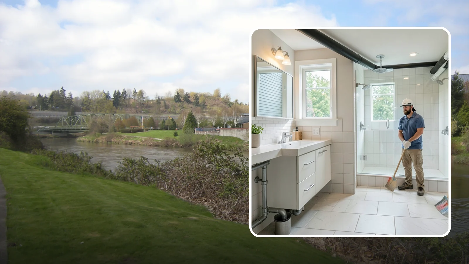 Basement Bathroom in Tukwila, King County, WA - A basement bathroom adds a full or half bath below grade, including any needed drainage solutions.