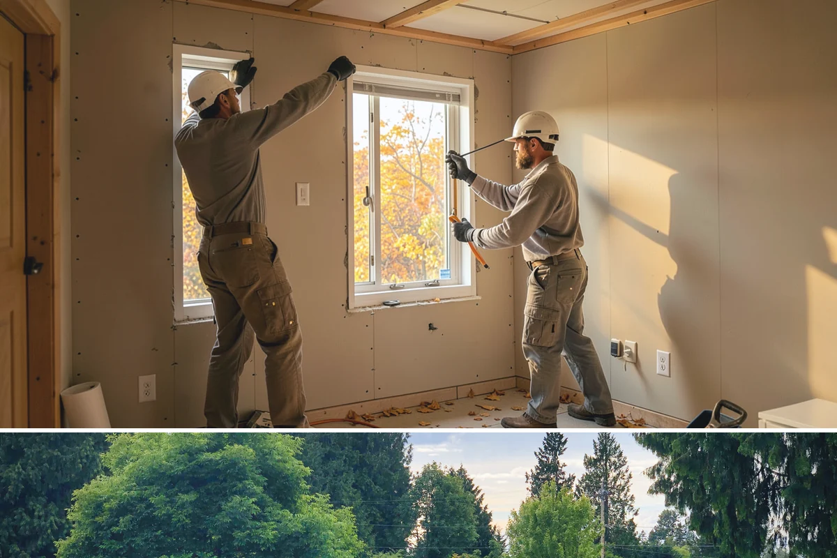 Basement Bedroom in Bonney Lake, Pierce County, WA - Interior framing runs year-round, though we prefer drier conditions for excavating the exterior egress well.