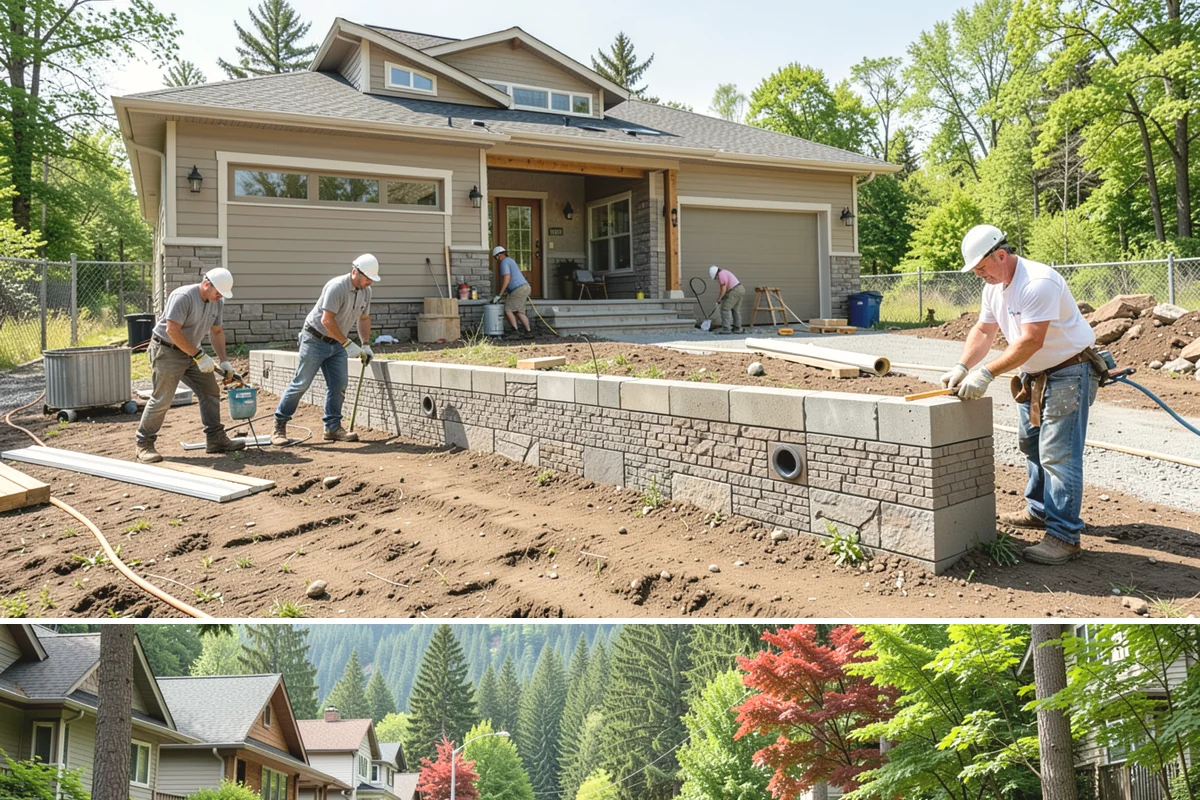 Basement Bedroom in Darrington, Snohomish County, WA - Interior framing runs year-round, though we prefer drier conditions for excavating the exterior egress well.