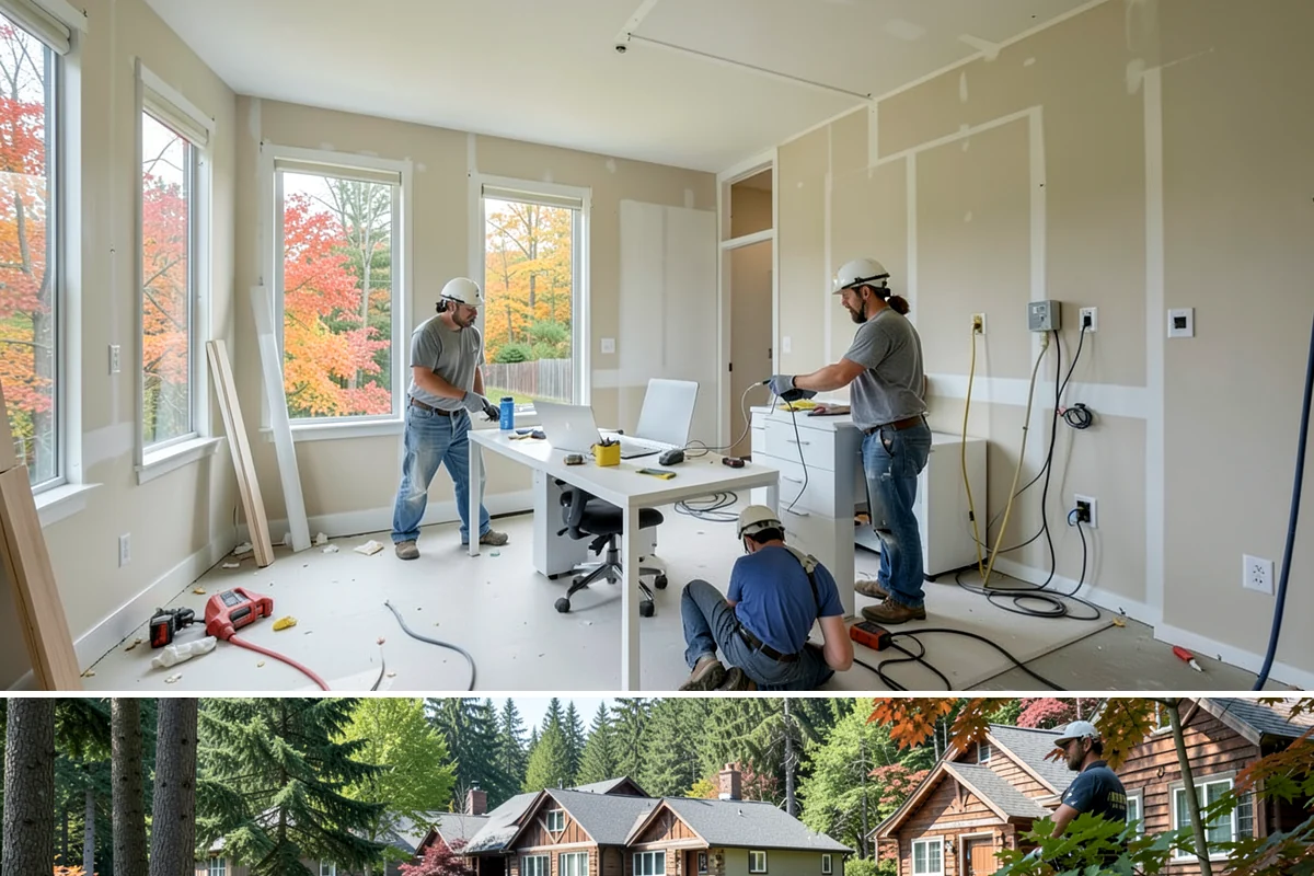 Basement Bedroom in Edgewood, Pierce County, WA - Interior framing runs year-round, though we prefer drier conditions for excavating the exterior egress well.