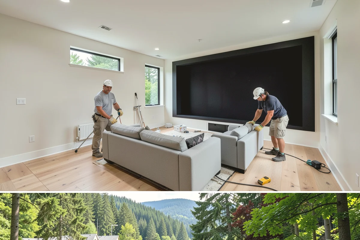 Basement Bedroom in Lake Forest Park, King County, WA - Interior framing runs year-round, though we prefer drier conditions for excavating the exterior egress well.