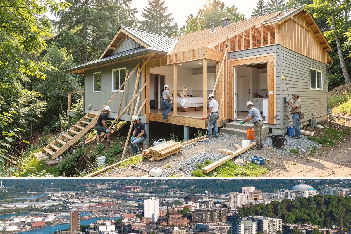 Basement Bedroom in Tacoma, Pierce County, WA - Interior framing runs year-round, though we prefer drier conditions for excavating the exterior egress well.