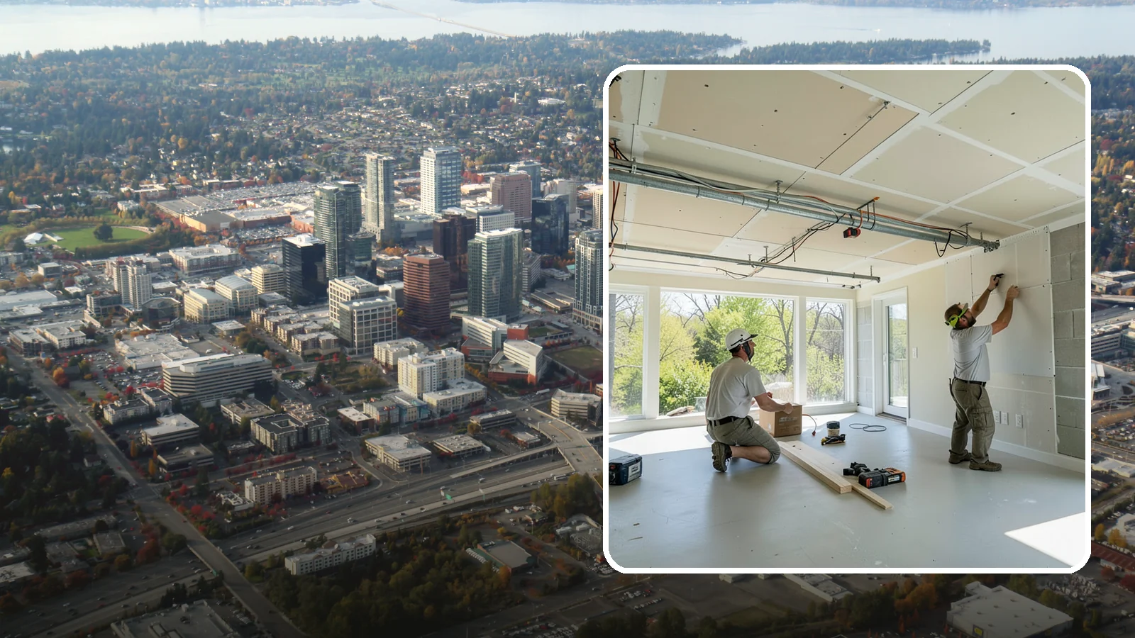 Basement Ceiling in Bellevue, King County, WA - A basement ceiling installs a finished drywall or drop ceiling that conceals utilities while allowing access.
