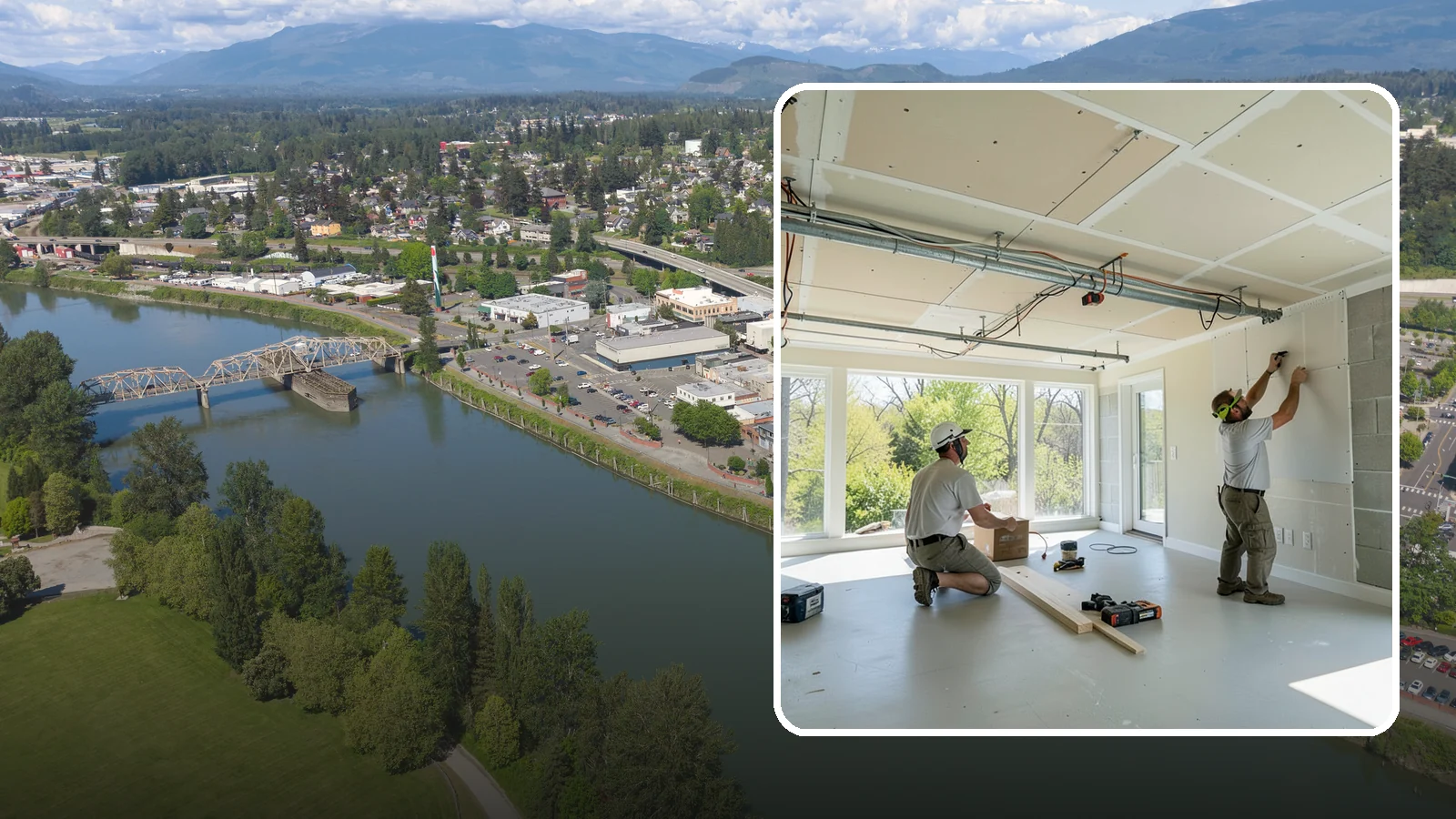Basement Ceiling in Mount Vernon, Skagit County, WA - A basement ceiling installs a finished drywall or drop ceiling that conceals utilities while allowing access.