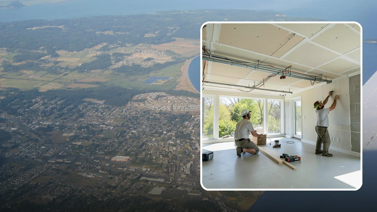 Basement Ceiling in Oak Harbor, Island County, WA - A basement ceiling installs a finished drywall or drop ceiling that conceals utilities while allowing access.